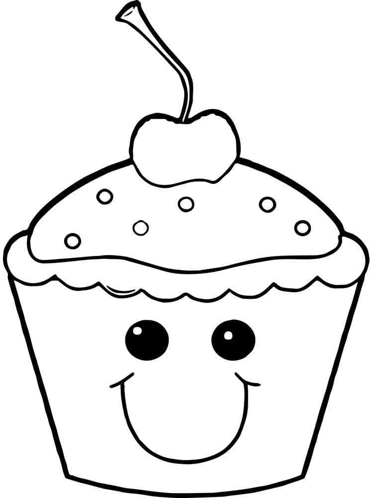 Desenho De Um Bolinho Fofo Para Colorir