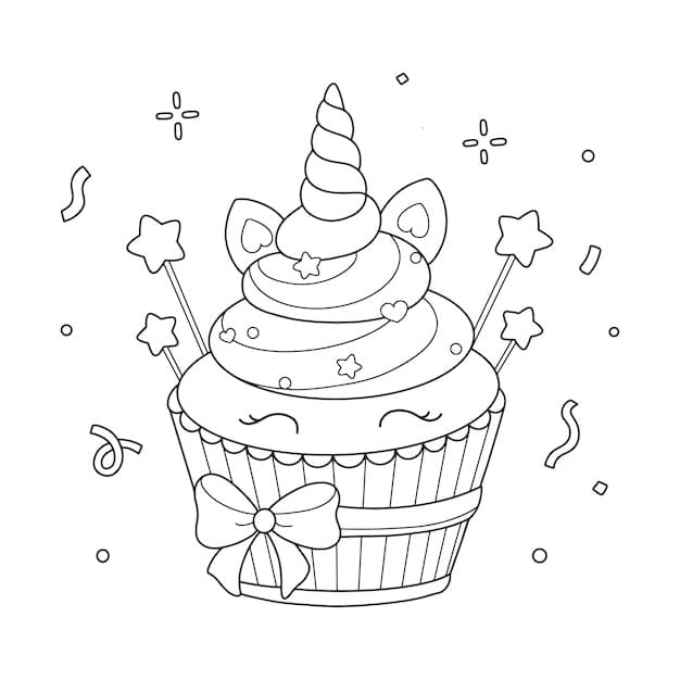 Desenho Lindo Cupcake Para Colorir