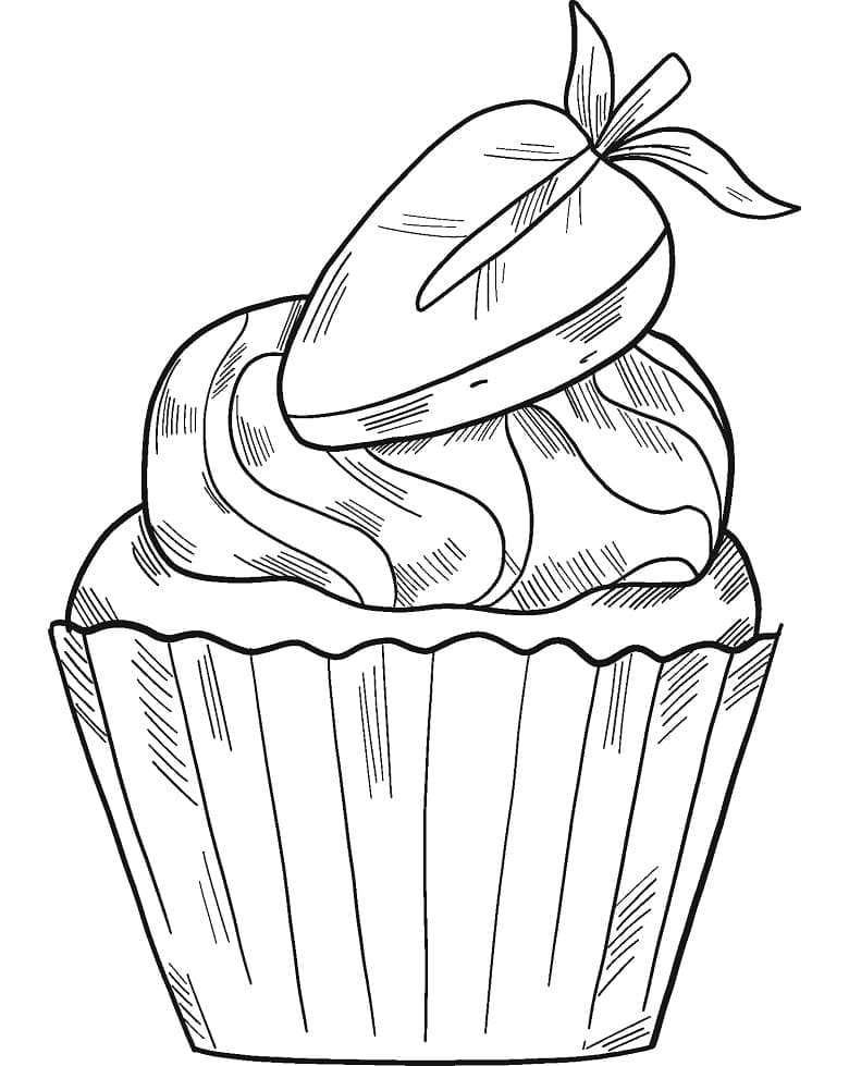 Desenho De Cupcake De Morango Para Colorir