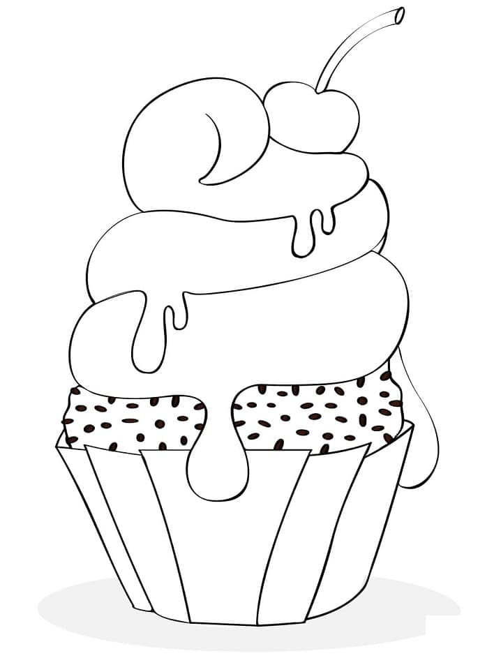 Desenho De Cupcake Delicioso Para Colorir