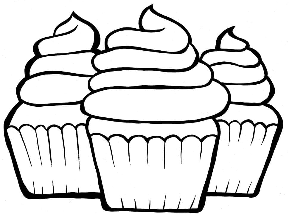 Desenho De Cupcake fácil A4 Para Colorir