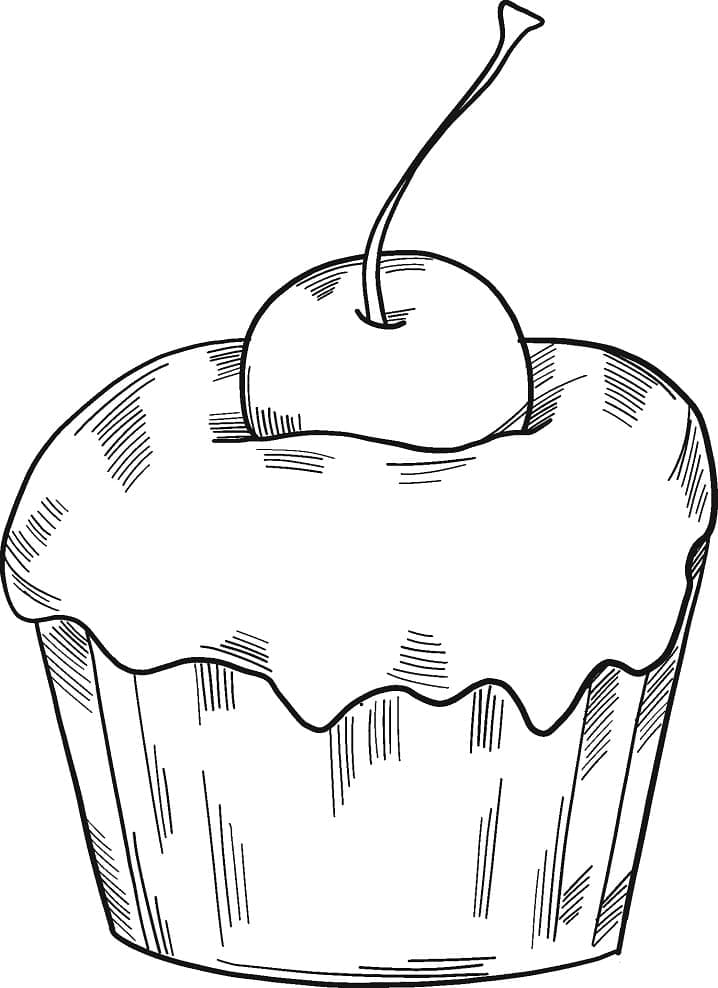 Desenho De Cupcake fácil De Pintar