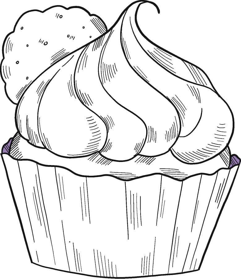 Desenho De Cupcake fácil Para Colorir