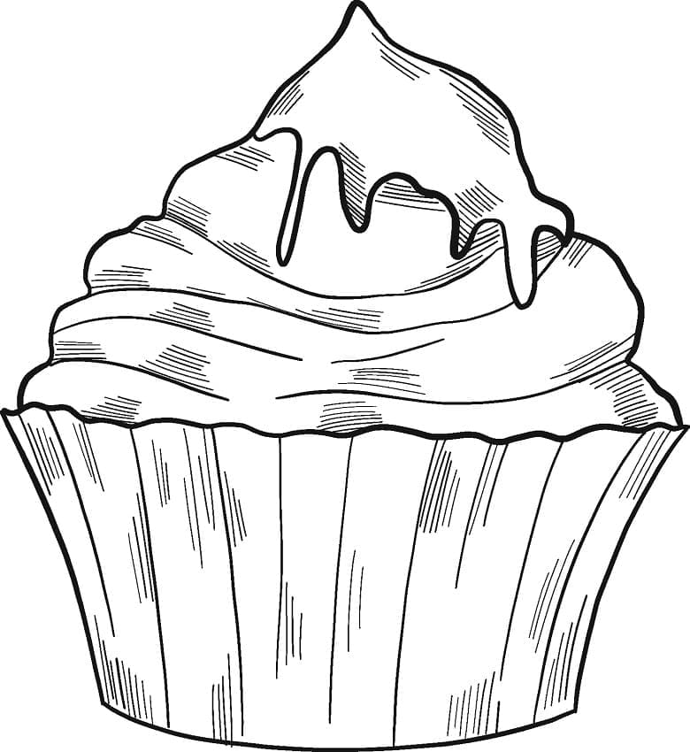 Desenho De Cupcake Fofo Para Colorir