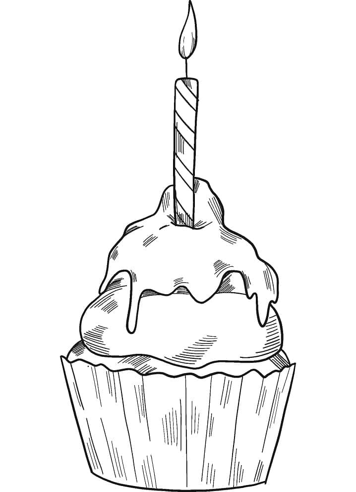 Desenho De Cupcake Para Baixar e Colorir
