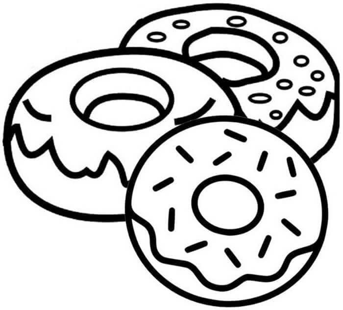 Desenho De Alguns Donuts Para Colorir