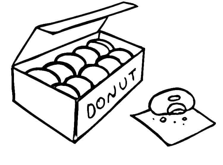 Desenho De Caixa De Donuts Para Colorir