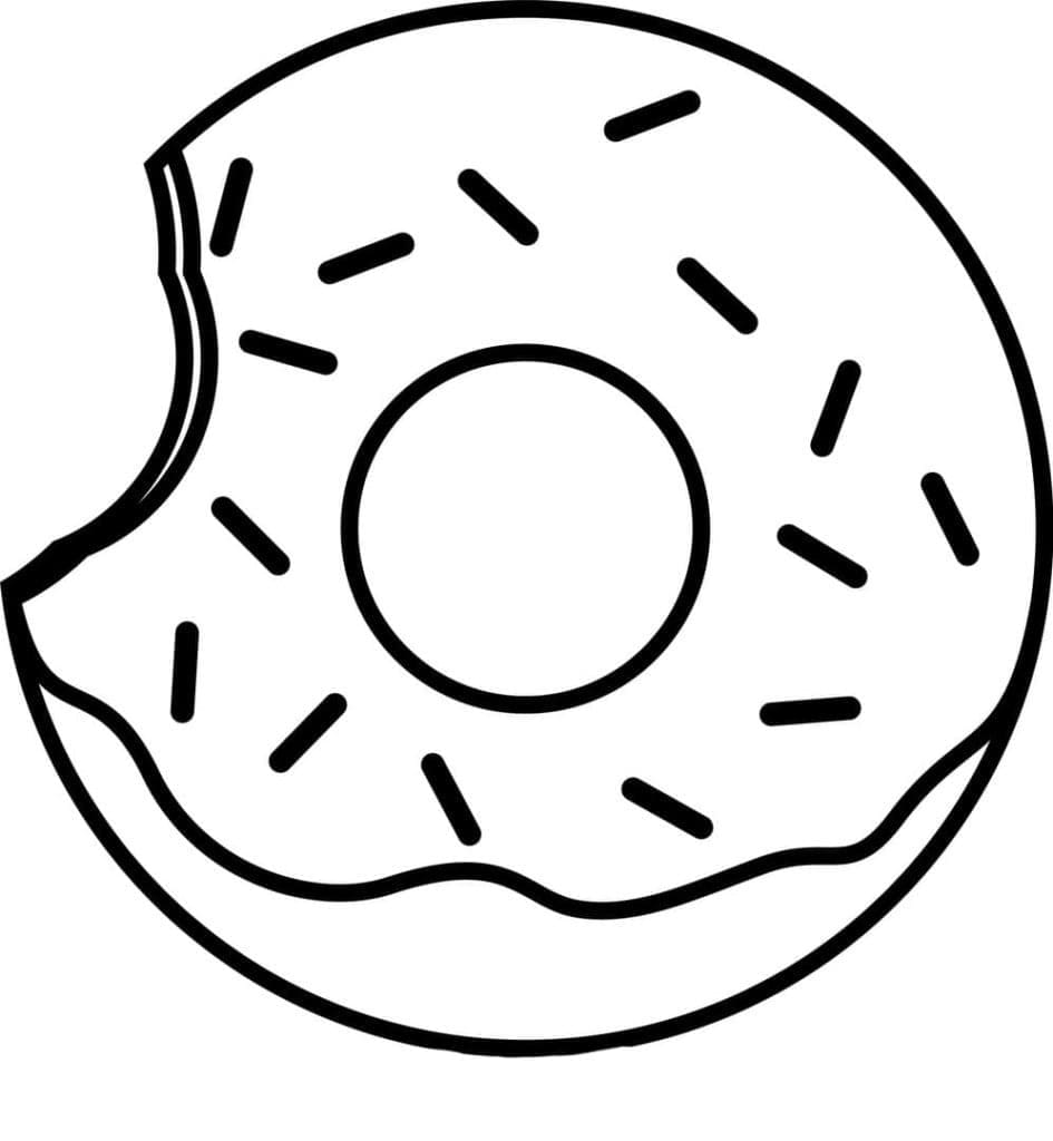 Desenho De Donut Mordido Para Colorir