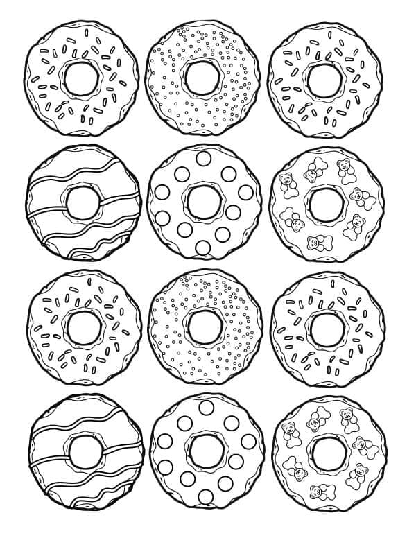 Desenho De Lindos Donuts Para Colorir