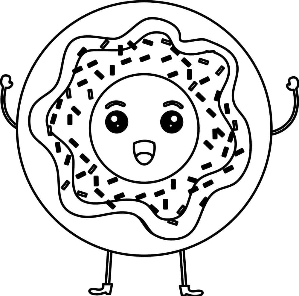Desenho De Rosquinha De Desenho Animado Para Colorir