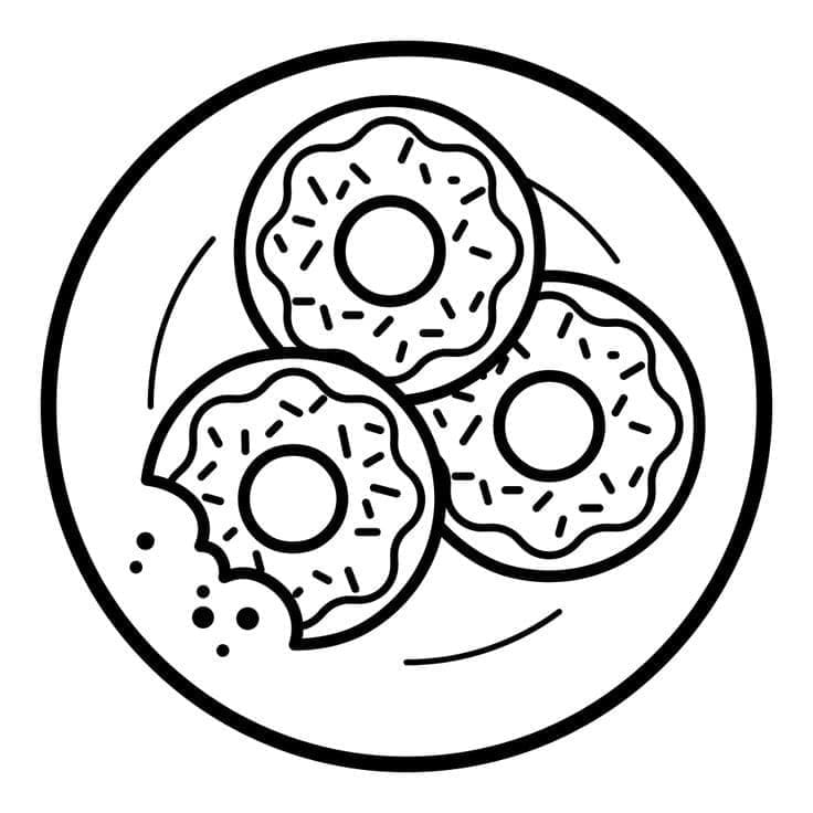 Desenho De Rosquinhas No Prato Para Colorir