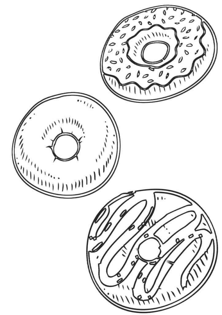 Desenho De três Donuts Para Colorir