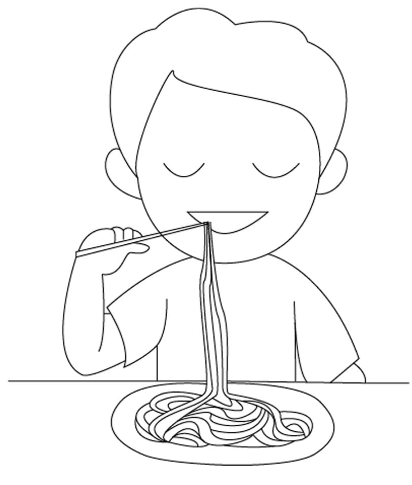 Desenho Comendo Espaguete Para Colorir