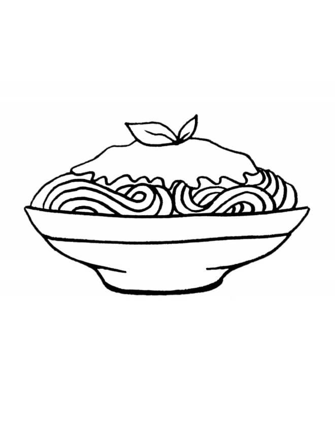 Desenho Espaguete Delicioso Em Linda Travessa Para Colorir