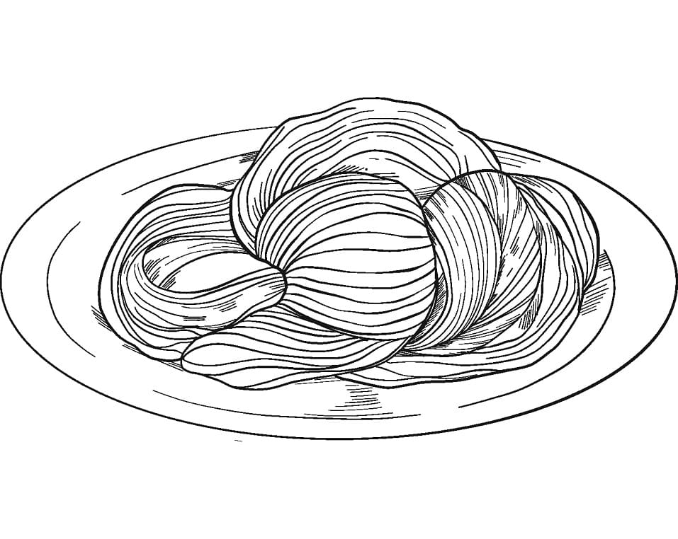 Desenho grátis De Espaguete No Prato Para Pintar