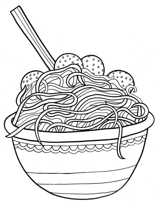 Desenho Imprimivel Em Pdf Tigela De Espaguete Para Colorir