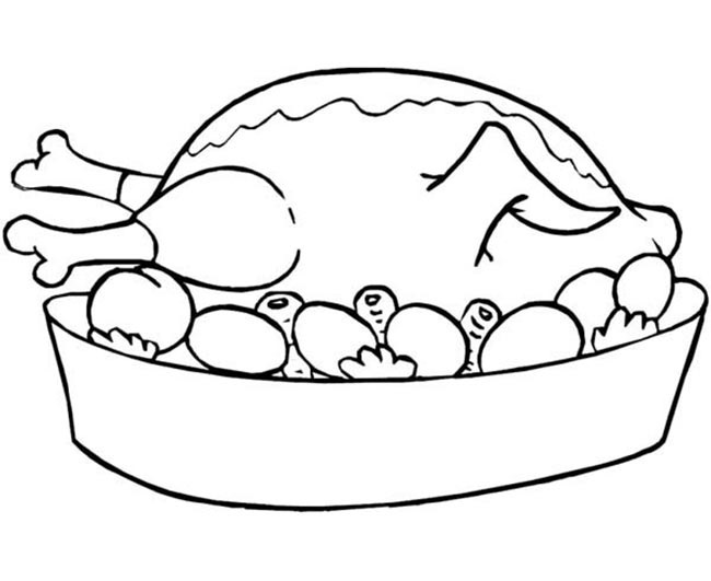 Desenho De Delicioso Frango Assado Para Colorir