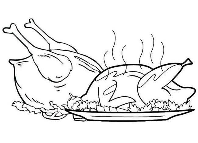 Desenho De Dois Frangos Assados Para Colorir