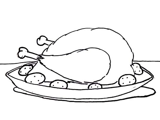 Desenho De Frango Assado está Pronto Para Colorir