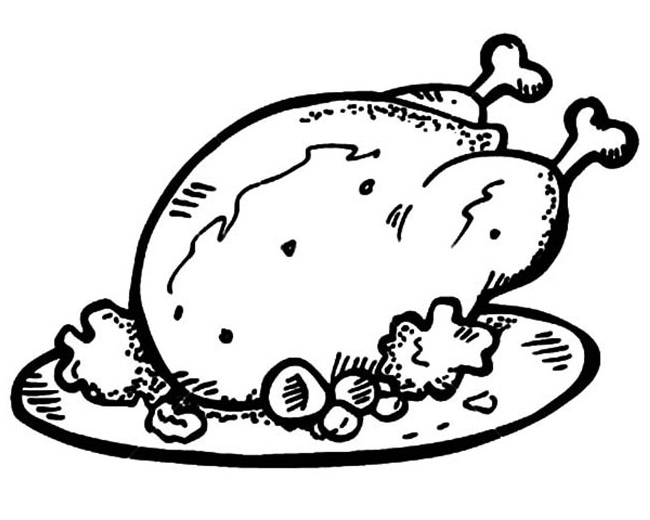 Desenho De Frango Assado grátis Para Colorir
