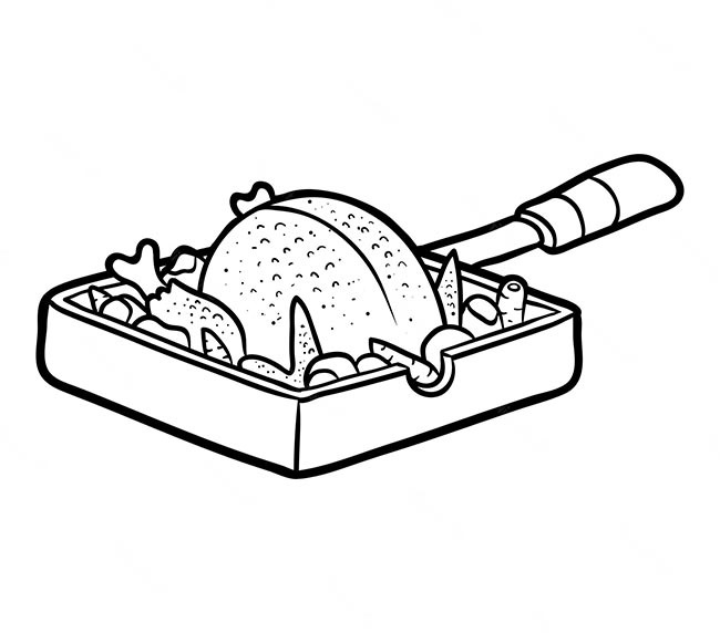 Desenho De Frango Assado Na Bandeja Para Colorir