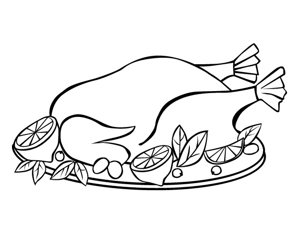 Desenho De Frango Assado Para Imprimir Para Colorir