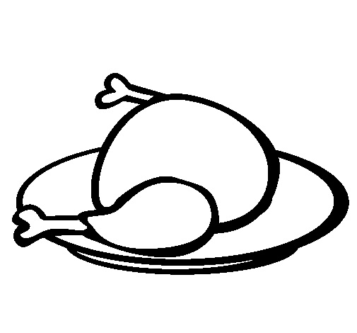 Desenho De Frango Assado Pequeno Para Colorir
