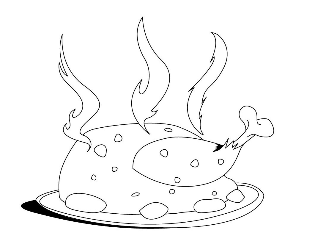 Desenho De Frango Assado Quente Para Colorir