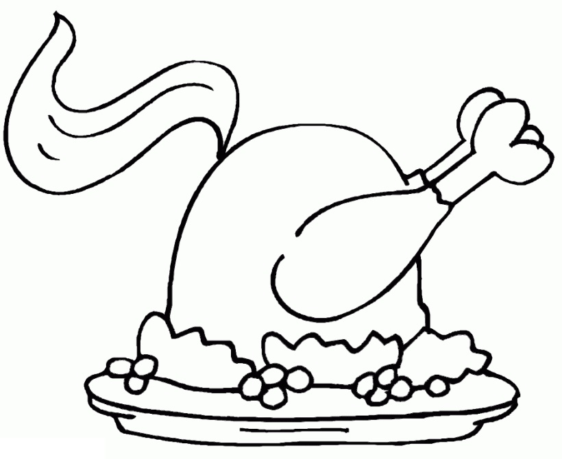 Desenho De refeição De Frango Assado Para Colorir