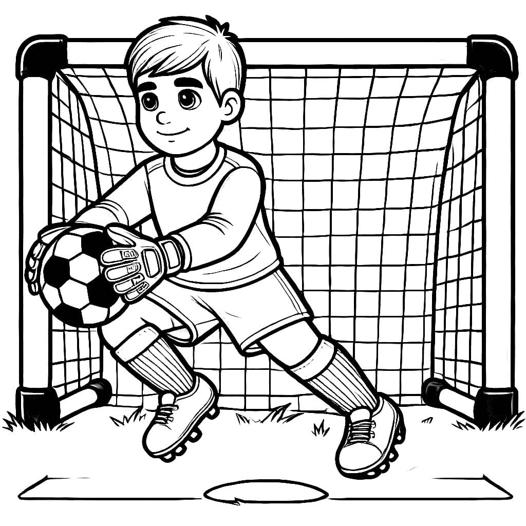 Desenho De Goleiro pegá A Bola Para Colorir