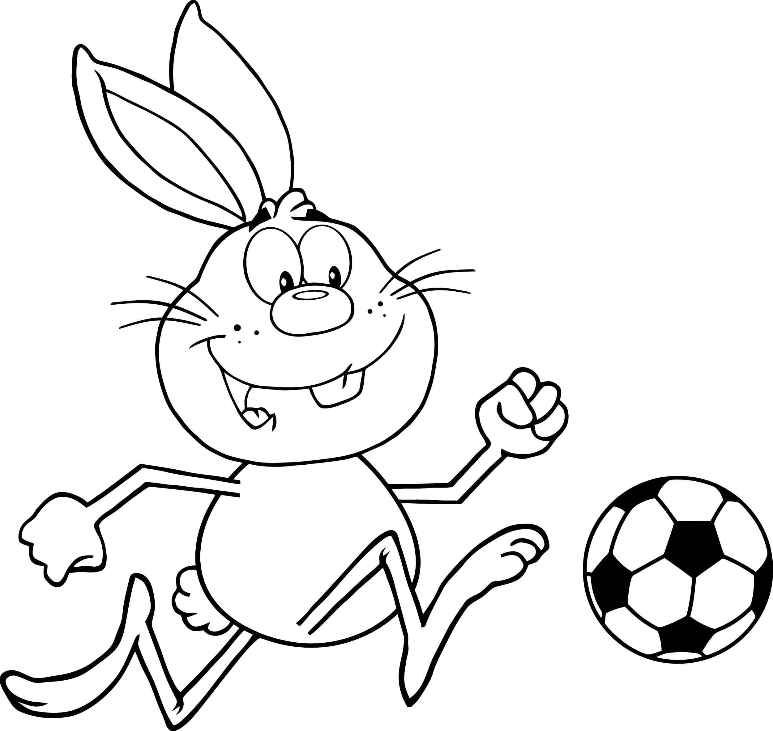 Desenho De Coelho Jogador De Futebol Para Colorir e Imprimir