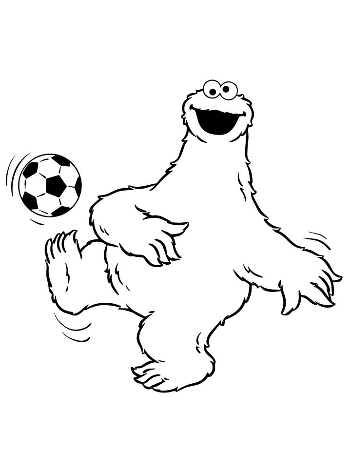 Desenho De Cookie Monster Jogando Bola Para Pintar