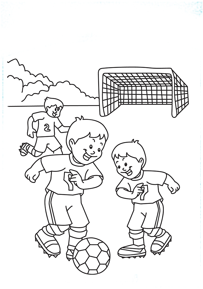 Desenho De crianças Jogando Futebol Para Colorir
