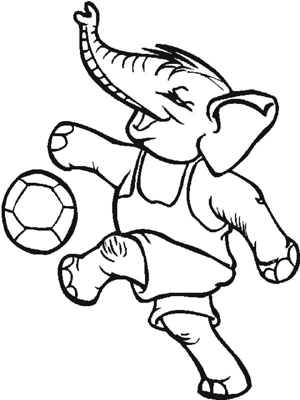 Desenho De Elefante Jogando Bola Para Pintar grátis