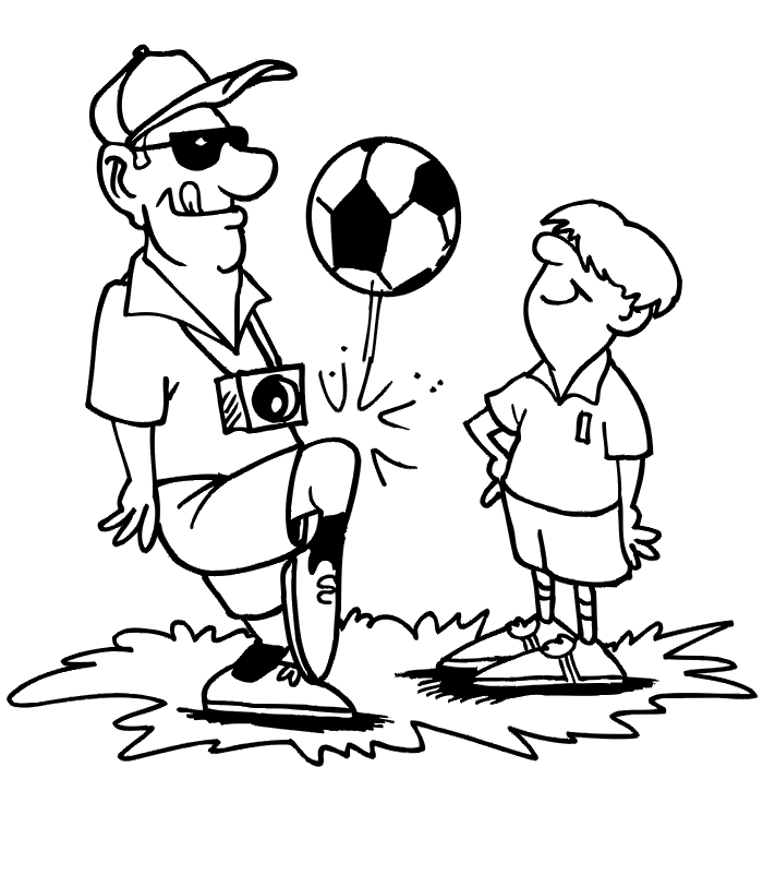 Desenho De fotógrafo Jogando Futebol Para Colorir Pdf