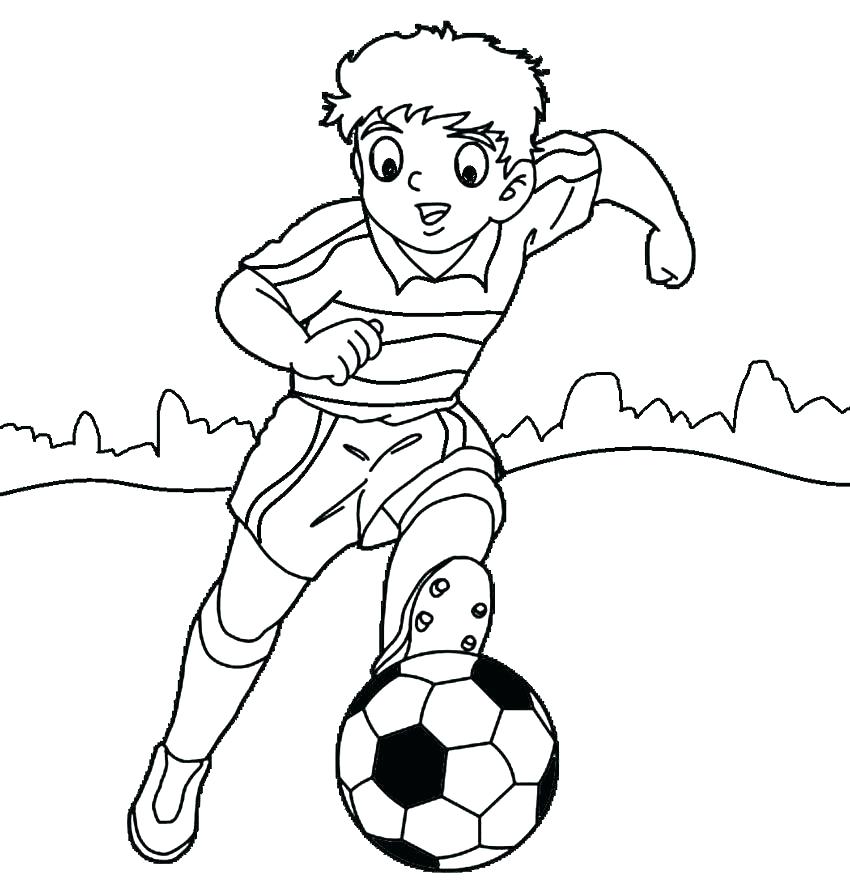 Desenho De Menino Em Partida De Futebol Para Colorir e Pintar Em Pdf