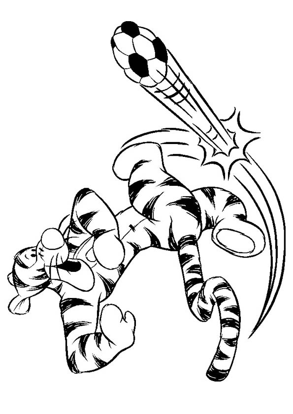 Desenho De Tigre Jogando Bola Para Pintar e Imprimir