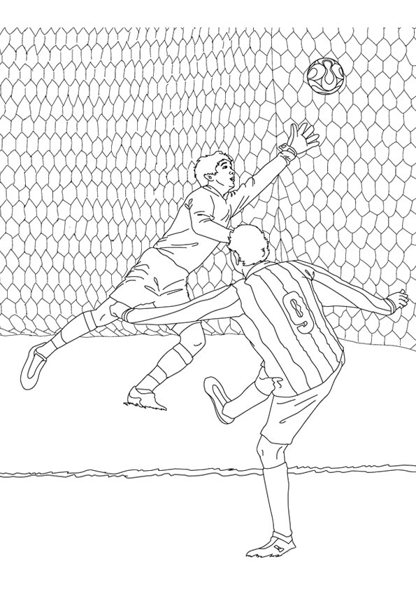 Desenho Jogador De Futebol Fazendo Gol Para Pintar