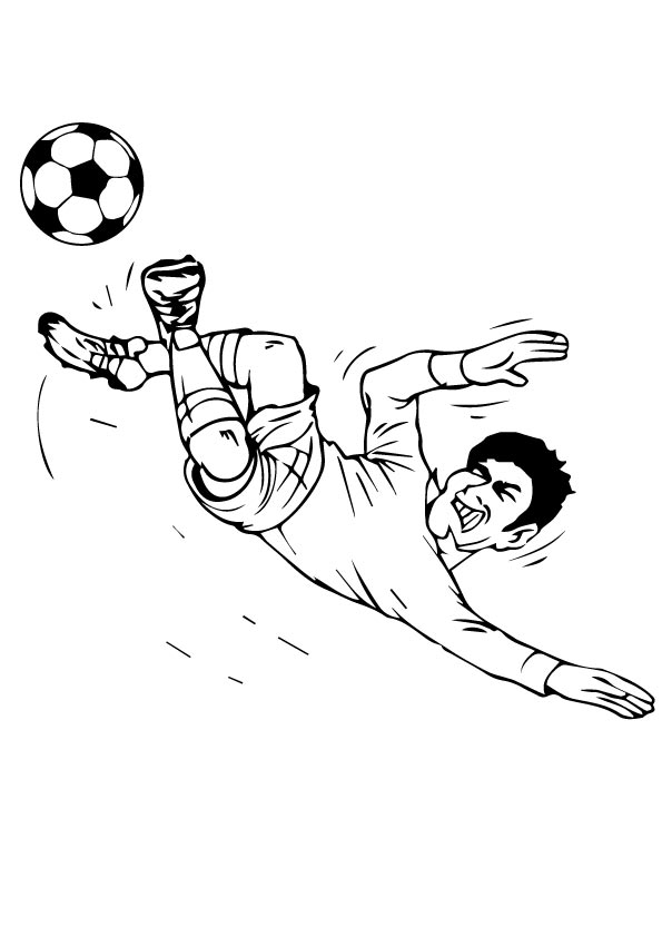 Desenho Jogador De Futebol Focado Em Fazer Gol Para Pintar