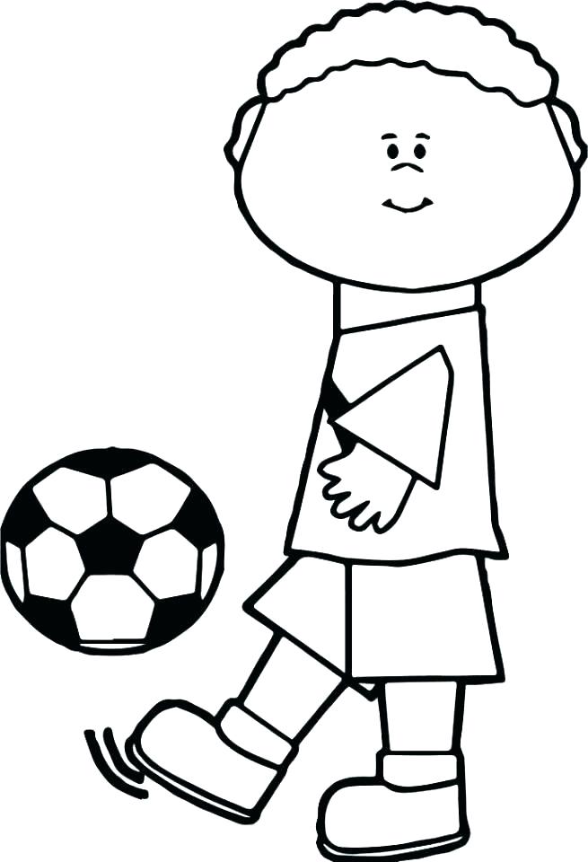 Desenho Muito Simples De Menino Chutando Bola Para Colorir