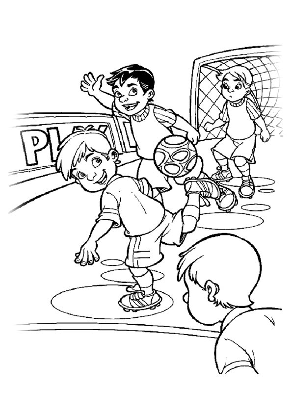 Imagem De crianças Jogando Futebol Em Escola Para Colorir