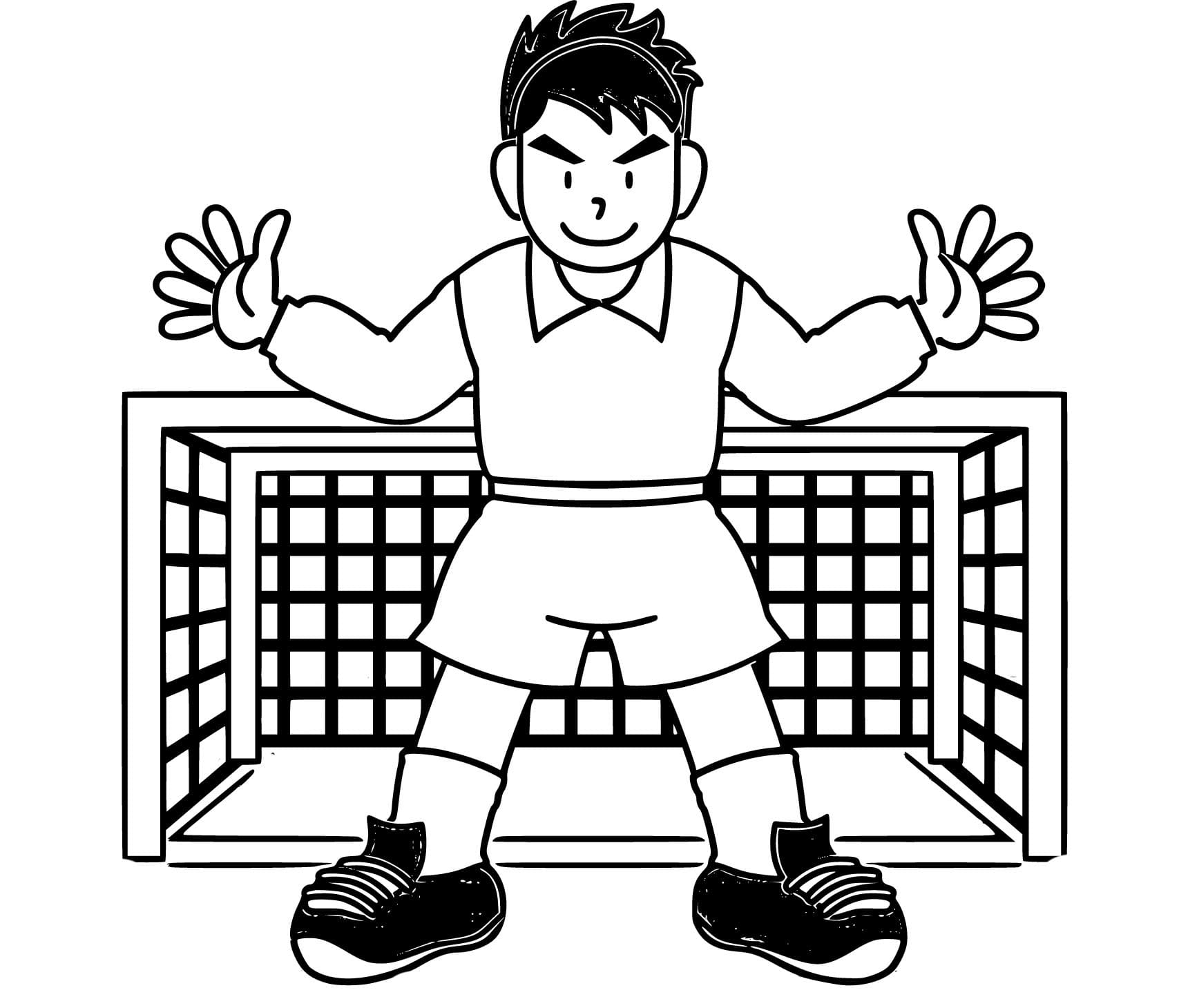 Desenho De Goleiro Sorridente Para Colorir