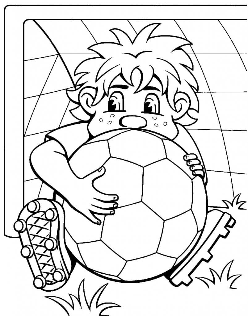 Desenho De Pequeno Goleiro Para Colorir