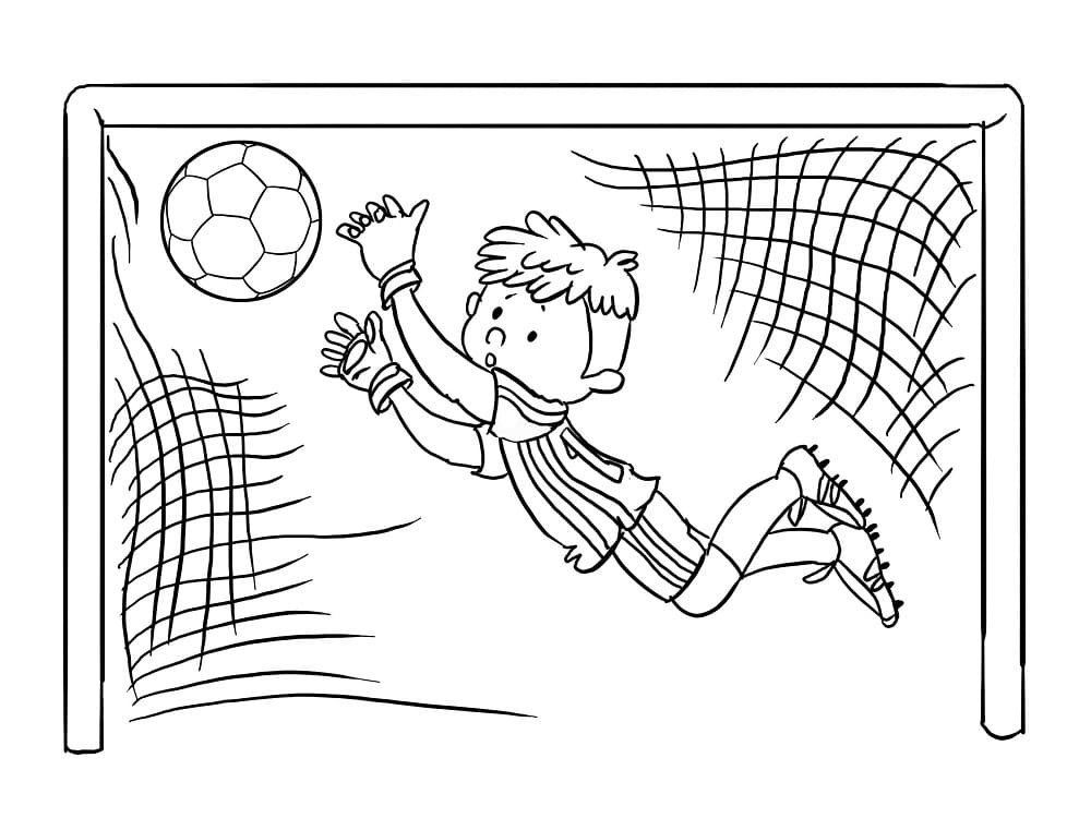 Desenho De Um Menino Goleiro Para Colorir