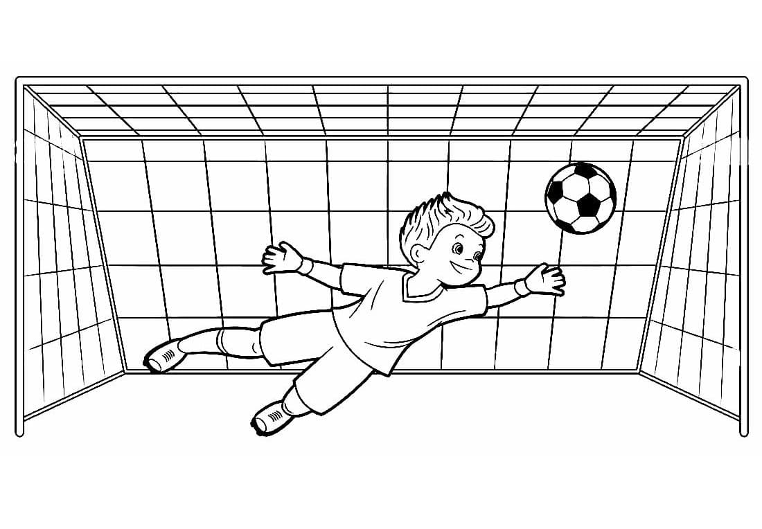 Desenho De Um Pequeno Goleiro Para Colorir