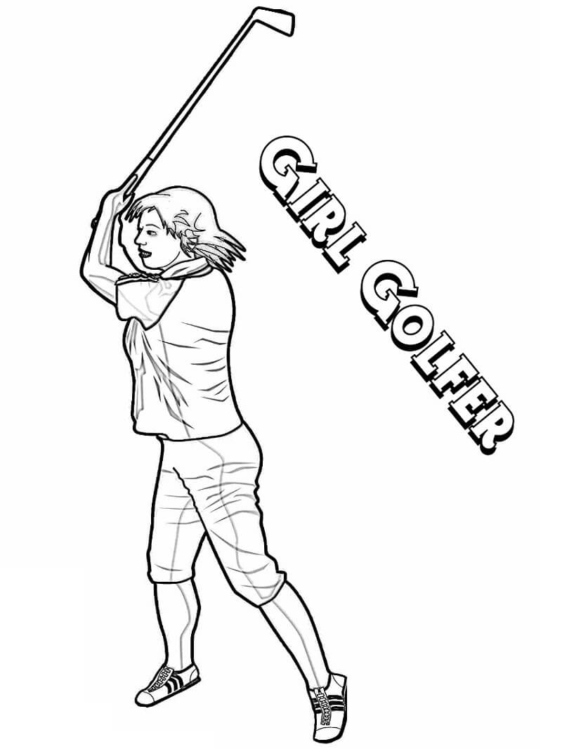 Desenho De Garota Jogando Golfe Para Colorir e Fazer Download