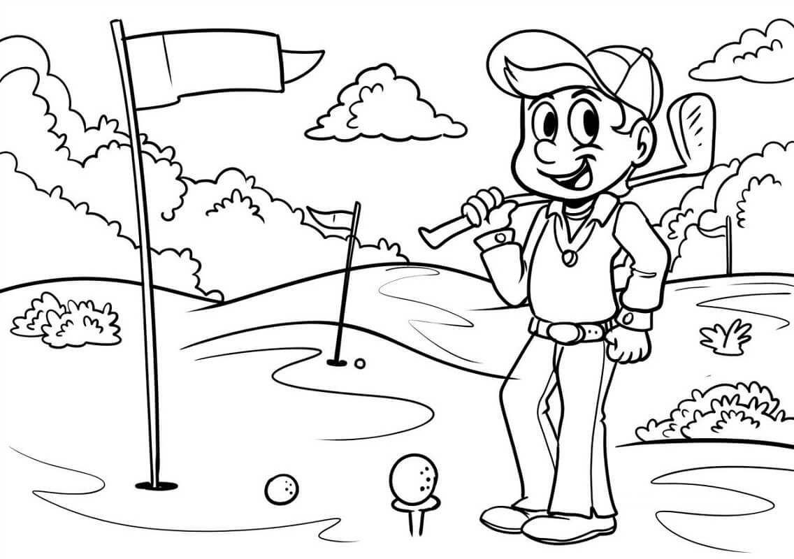 Desenho Homem Em Campo De Golfe Para Colorir Em Pdf