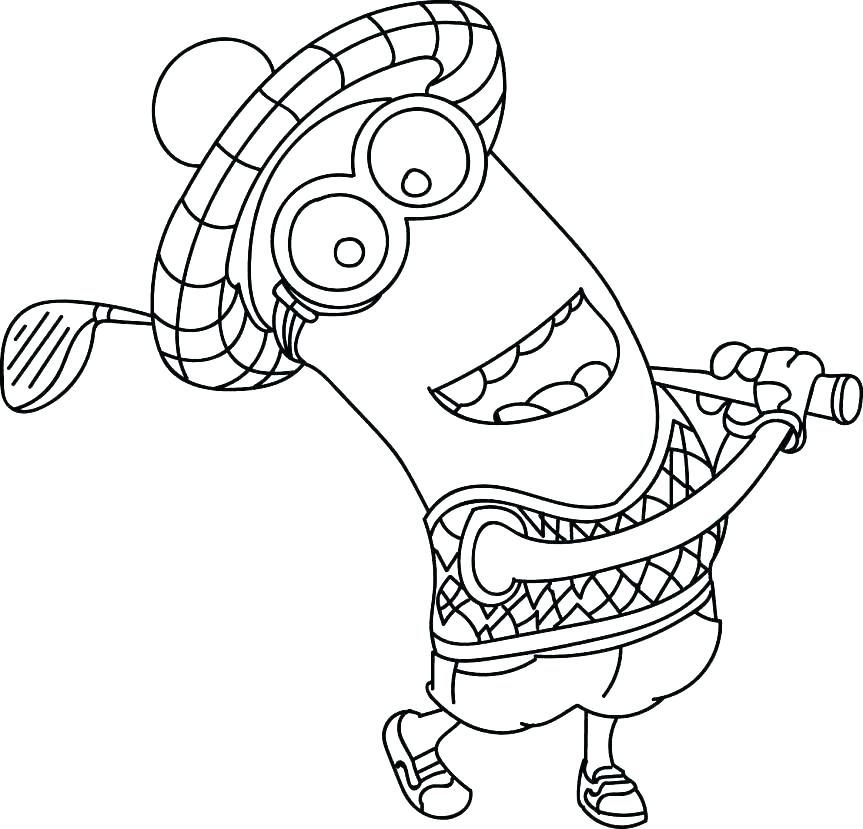 Desenho Minions Golfista Para Baixar e Colorir