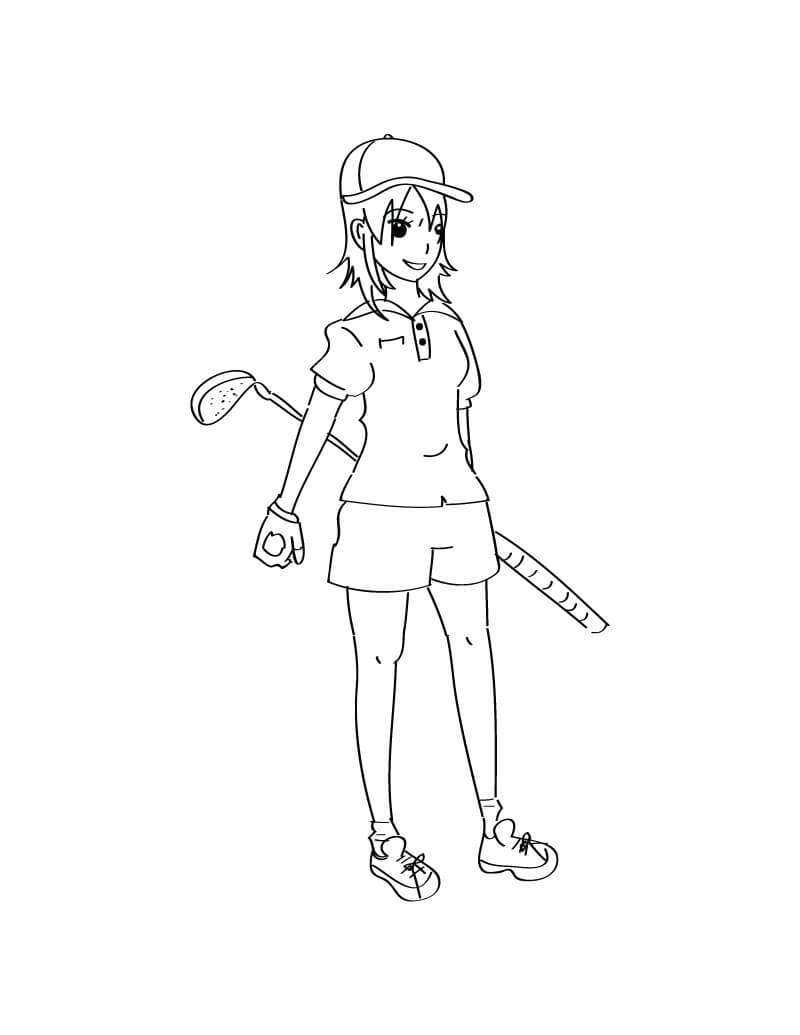 Desenho Mulher Jogando Golfe Para Colorir e Pintar