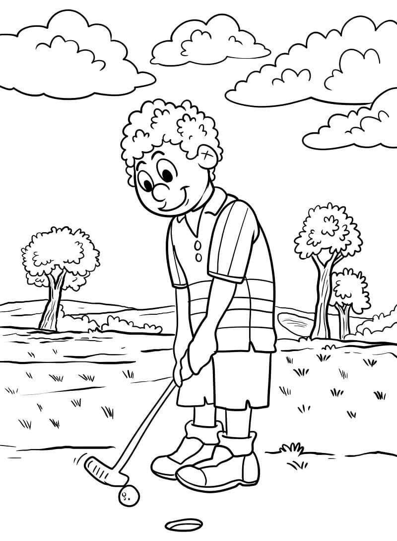 Desenho Para Baixar De Menino Jogando Golfe
